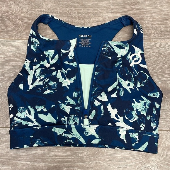 NWOT Peloton Cadent High Neck Floral Camo Front Zip Sports Bra S - Picture 2 of 11